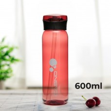 Пляшка для води Casno 600 мл з соломинкою, червона, код: KXN-1211_Red