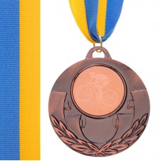 Медаль спортивна зі стрічкою PlayGame Aim велогонка бронзова, код: C-4846-0036_B-S52