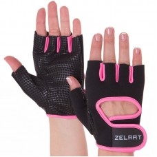 Рукавички для фітнеca Zelart M чорний-рожевий, код: MA-3885_MP