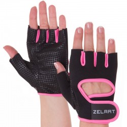 Рукавички для фітнеca Zelart M чорний-рожевий, код: MA-3885_MP