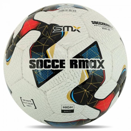 М"яч футбольний професійний Soccermax №5 PU, білий-червоний, код: FB-4208_WR