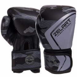 Боксерські рукавички Zelart 8 унцій, камуфляж сірий, код: BO-3397_8GR