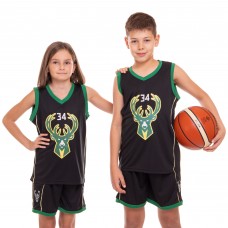 Форма баскетбольна підліткова PlayGame NB-Sport NBA 34 L (10-13 років), ріст 140-150см, чорний-зелений, код: BA-0972_LBKG