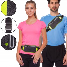Ремінь-сумка спортивна поясна для бігу та велопрогулянки CrossGym сірий-салатовий, код: 10500A_GRLG