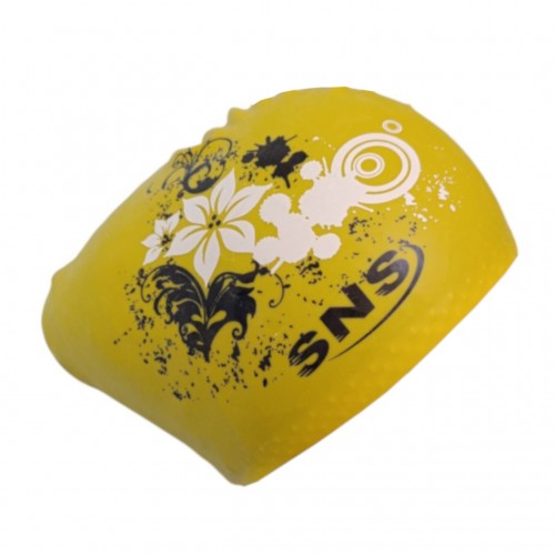 Шапочка для плавання SNS для довгого волосся KW-3Ж yellow flowers, жовтий, код: 11339-SNS