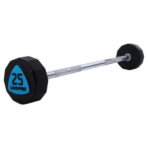 Штанга фіксована пряма поліуретанова 12-стороння LiveUp довжина-89,2см, 25кг, чорний-синій, код: LP8012-25-S52 Штанга фіксована пряма поліуретанова 12-стороння LiveUp довжина-89,2см, 25кг, чорний-синій, код: LP8012-25-S52