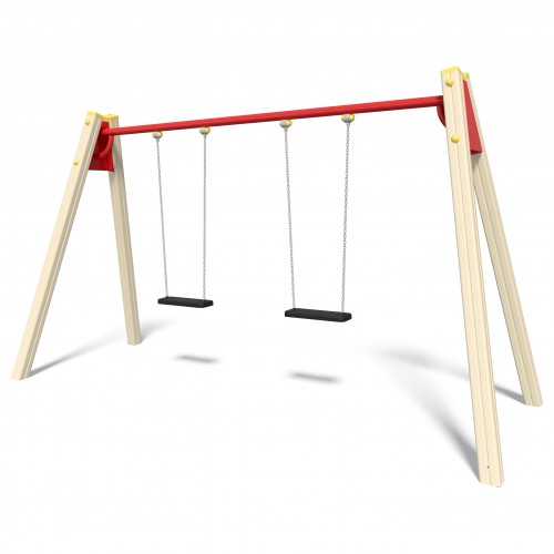 Гойдалка подвійна на дерев"яних стійках на ланцюгах InterAtletika, код: TE404-SM