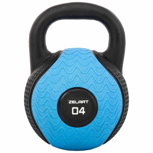Гиря тренувальна цільна гумова Zelart 4кг, чорний, код: TA-4757-4