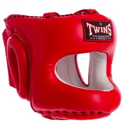 Шолом боксерський з бампером шкіряний Twins XL червоний, код: HGL10_XLR-S52