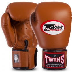 Рукавички боксерські шкіряні Twins 20 унцій, коричневий, код: BGVL3_20BR