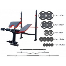 Лава для жиму RN-Sport ReadMeBlack + штанга металева 83 кг, гриф W, гантелі, код: RMB-83m Лава для жиму RN-Sport ReadMeBlack + штанга металева 83 кг, гриф W, гантелі, код: RMB-83m