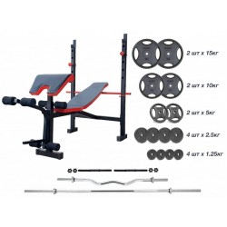 Лава для жиму RN-Sport ReadMeBlack + штанга металева 83 кг, гриф W, гантелі, код: RMB-83m Лава для жиму RN-Sport ReadMeBlack + штанга металева 83 кг, гриф W, гантелі, код: RMB-83m