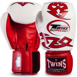 Рукавички боксерські шкіряні Twins 12 унцій, червоний-білий, код: FBGVL3-28_RW