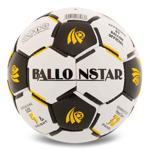 М"яч футбольний Ballonstar №5 PU, білий-чорний, код: FB-5203-S52