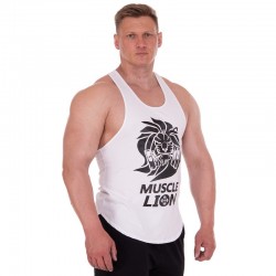 Майка борцовка спортивна чоловіча PlayGame Muscle Lion, L, зріст 175-180, білий, код: ML-1185_LW