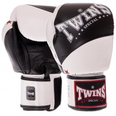 Рукавички боксерські шкіряні Twins 10 унцій, чорний-білий, код: BGVL10_10BKW