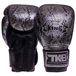 Рукавички боксерські  Top King Super Snake шкіряні 14 унцій, чорний-срібний, код: TKBGSS-02_14BKS-S52