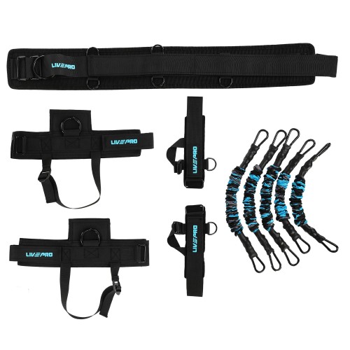 Тренувальна система для швидкісних та силових тренувань із латеральним амортизатором LiveUp чорний-синій, код: LP8425 Тренувальна система для швидкісних та силових тренувань із латеральним амортизатором LiveUp чорний-синій, код: LP8425