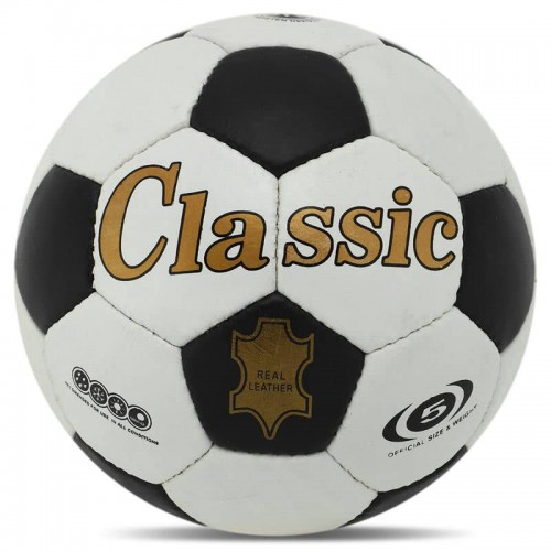 М"яч футбольний Leather Classic Ballonstar №5, білий-чорний, код: FB-0045