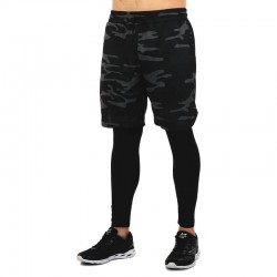 Компресійні штани тайтси з шортами Domino 2в1 L, камуфляж чорний, код: 101330_LKBK