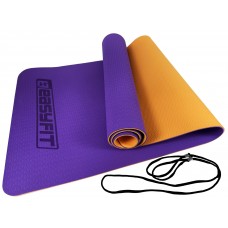 Килимок для йоги та фітнесу двошаровий EasyFit 1830х610х6 мм, фіолетово-оранжевий, код: EF-1924-VO