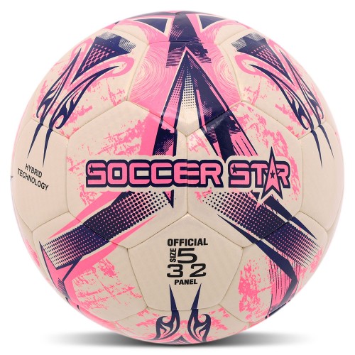 М"яч футбольний Hybrid Soccer Star To-Town №5 PU, білий-рожевий, код: FB-4517-S52