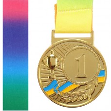 Медаль спортивна зі стрічкою PlayGame Ukraine золото, код: C-6210_G