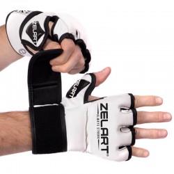 Рукавички для змішаних єдиноборств MMA Zelart M, білий-чорний, код: BO-5699_MWBK