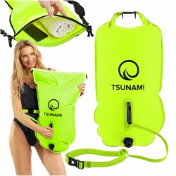 Буй для плавання Tsunami надувний 2 в 1, 560x240x220 мм, жовтий, код: P-5907739314024