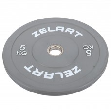 Блини (диски) бамперні для кросфіту гумові Zelart d-52мм, 5кг, сірий, код: TA-7797-5