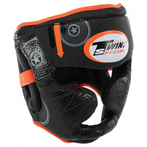 Шолом боксерський з повним захистом Twins PVC M, чорний-помаранчевий, код: BO-9481_MOR Шолом боксерський з повним захистом Twins PVC M, чорний-помаранчевий, код: BO-9481_MOR