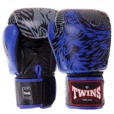 Рукавички боксерські шкіряні Twins Wolf 14 унцій, синій, код: FBGVL3-50_14BL