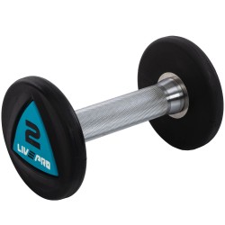 Гантелі цільні професійні з поліуретановим покриттям LiveUp 2х2кг, чорний-синій, код: LP8002-2