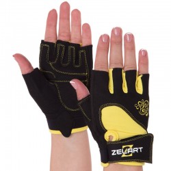 Рукавички для фітнесу Zelart M чорний-жовтий, код: SB-161728_MY