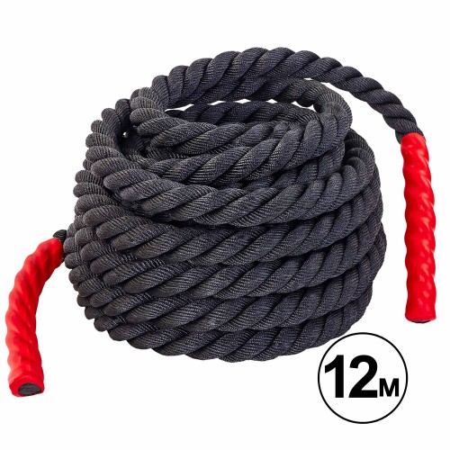 Канат для кроссфіта Zelart Combat Battle Rope 12000х38 мм, чорний, код: FI-5311-12-S52