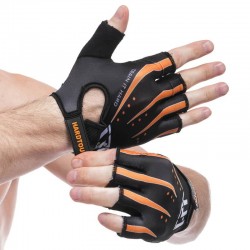 Рукавички для фітнеca FitGo Hard Toch розмір M, чорний-помаранчевий, код: FG-005_MOR
