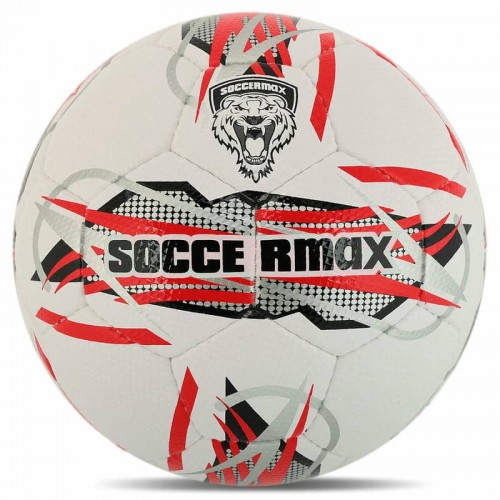 М"яч футбольний професійний Soccermax №5 PU, білий-червоний, код: FB-4165_WR