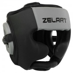 Шолом боксерський з повним захистом шкіряний Zelart M, чорний-сірий, код: BO-3870_MGR Шолом боксерський з повним захистом шкіряний Zelart M, чорний-сірий, код: BO-3870_MGR