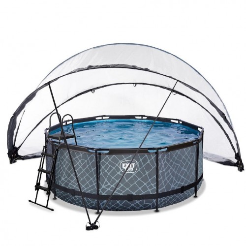 Басейн каркасний з накриттям Exit "Камінь" з нагрівом води, 360х122 см, код: 30.27.12.00 НТ