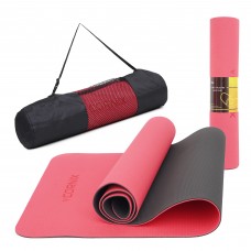 Килимок для йоги та фітнесу Cornix Red/Black 183x61x0.6 см, код: XR-0006