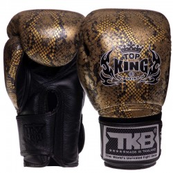Рукавички боксерські  Top King Super Snake шкіряні 8 унцій, чорний-золотий, код: TKBGSS-02_8BKG-S52