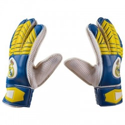 Воротарські рукавички PlayGame Latex Foam Realmadrid, синьо-жовтий, розмір 8, код: GGLG-RM8-WS