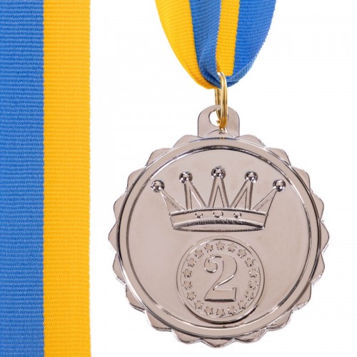Медаль спортивна зі стрічкою SP-Sport King срібло, код: C-3178_S-S52