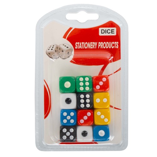 Кості гральні кубики для настільних ігор PlayGame Dice 12 шт, різнокольоровий, код: 1412-1-S52