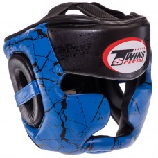 Шолом боксерський з повним захистом шкіряний Twins M, чорний-синій, код: BO-0774_MBL Шолом боксерський з повним захистом шкіряний Twins M, чорний-синій, код: BO-0774_MBL