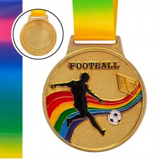 Медаль спортивна з кольоровою стрічкою "Футбол" PlayGame Football золотая, код: C-0344_G-S52