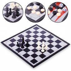 Шахи, шашки, нарди 3 в 1 дорожні пластикові магнітні PlayGame 400x400 мм, код: 9018