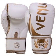 Рукавички боксерські шкіряні Venum Challenger 10 унцій, білий-золотий, код: VN0661_10W-S52