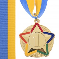Медаль спортивна зі стрічкою кольорова SP-Sport Star золото, код: C-3177_G-S52