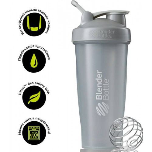 Шейкер спортивний BlenderBottle Classic Loop 28oz/820ml Grey, код: Loop 28 Grey-PP